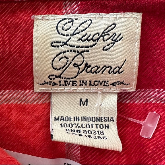 Lucky Brand Women’s Long Sleeves Plaid Shirt Multicolor Orange/Red Size M - Picture 6 of 9